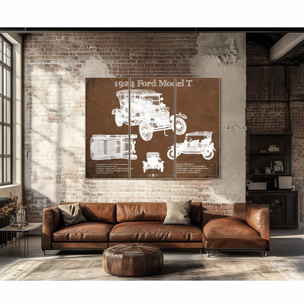 1924 Ford Model T Vintage Blueprint Auto Print