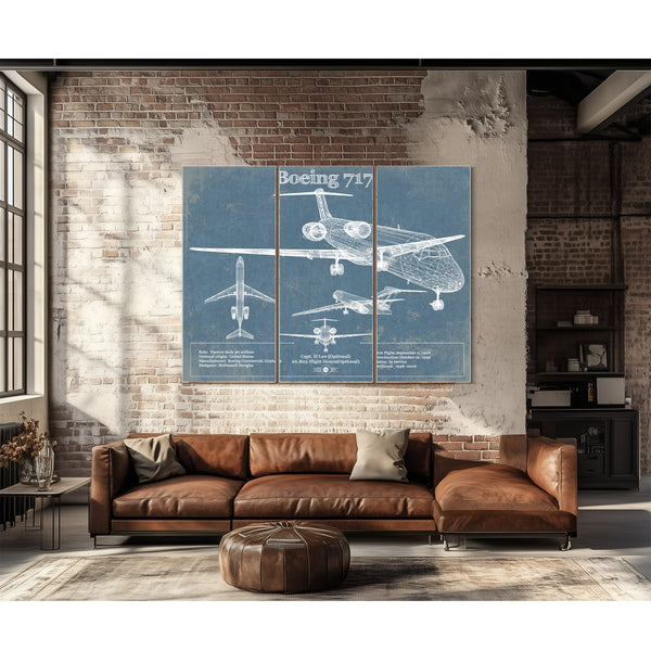 Boeing 717 Vintage Aviation Blueprint Print - Custom Pilot Name Can Be Added