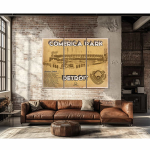 Vintage Detroit Tigers Comerica Park Baseball Print