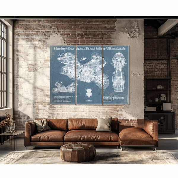 Harley-Davidson Road Glide Ultra 2018 Blueprint Motorcycle Patent Print