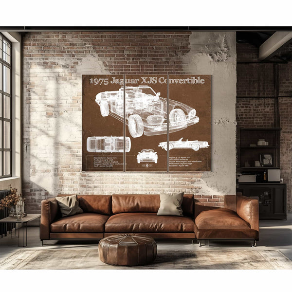 1975 Jaguar Xjs Convertible Vintage Blueprint Auto Print
