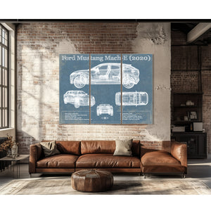 Ford Mustang Mach-E 2020 Blueprint Vintage Auto Print