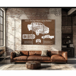 2017 Dodge Ram 1500 Rebel Truck Vintage Blueprint Auto Print