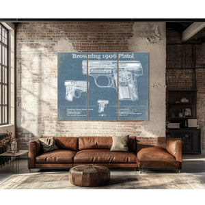 Browning 1906 Pistol Blueprint Vintage Gun Print