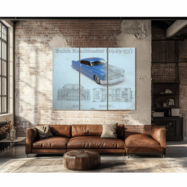 Buick Roadmaster 49-53 Sports Car Blueprint Patent Original Art