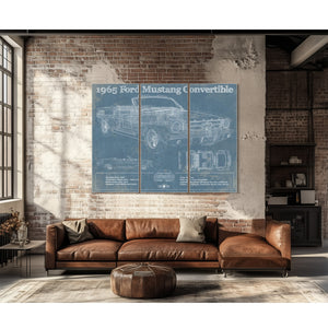 1965 Mustang Convertible Blueprint Vintage Auto Print