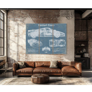 Ferrari Enzo Blueprint Vintage Auto Print