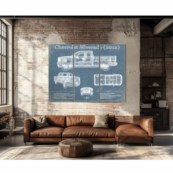 Chevrolet Silverado 2012 Vintage Blueprint Auto Print
