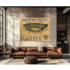 Texas Rangers - Globe Life Park Vintage Stadium Baseball Print