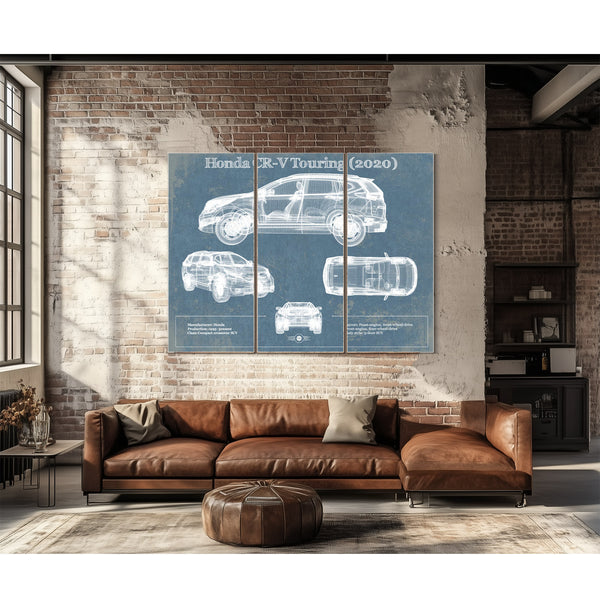 Honda CR-V Touring (2020) Vintage Blueprint Auto Print