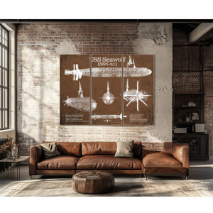 USS Seawolf (SSN-21) Blueprint Original Military Wall Art - Customizable