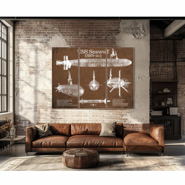 USS Seawolf (SSN-21) Blueprint Original Military Wall Art - Customizable