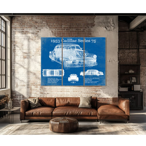 1953 Cadillac Series 75 Vintage Blueprint Auto Print