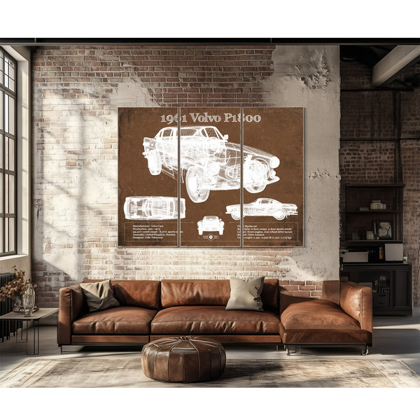 1961 Volvo P1800 Vintage Blueprint Auto Print