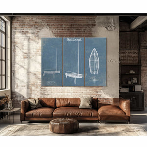 Sail Boat Blueprint - Patent of Sailing Vessel Print