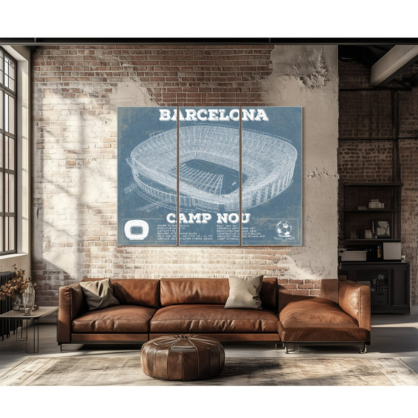 Vintage FC Barcelona Camp Nou Stadium Soccer Print