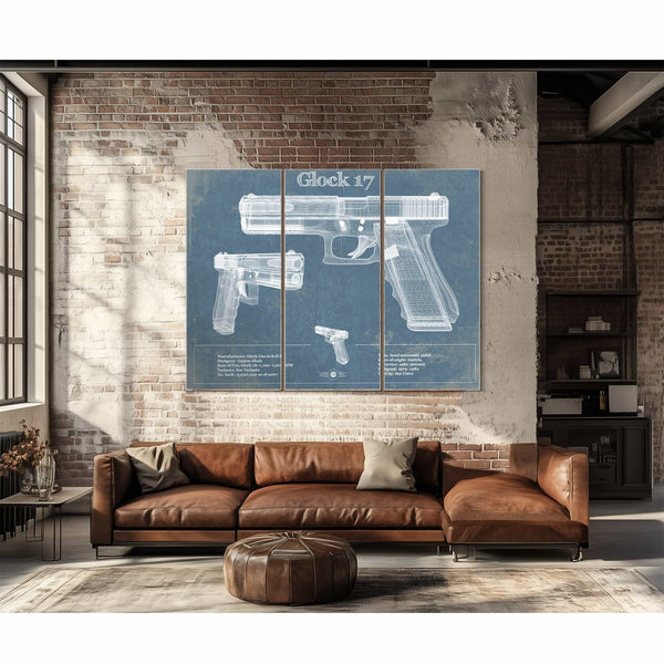 Glock 17 Blueprint Vintage Gun Print