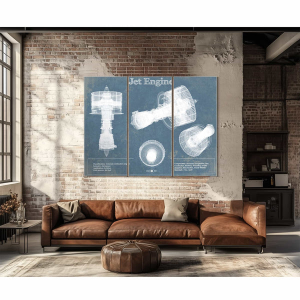 Jet Engine Vintage Original Blueprint Print