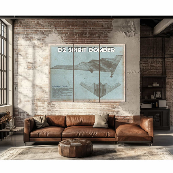 B2 Spirit Bomber Patent Blueprint Original Design Wall Art