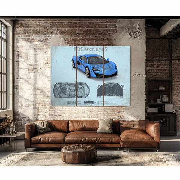 McLaren 570S Blueprint Vintage Auto Print