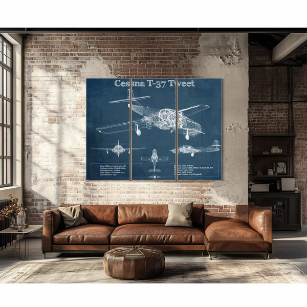 Cessna T-37 Tweet Trainer Aircraft Original Blueprint Art