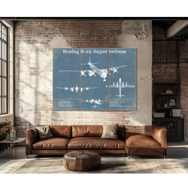 Boeing B-29 Superfortress Patent Blueprint Original Military Wall Art