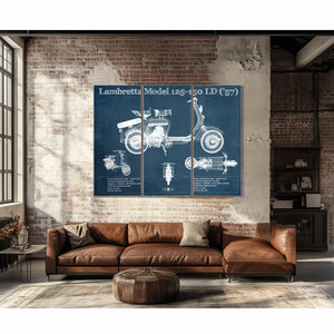 Lambretta Model 125 150 LD ('57) Vintage Blueprint Motorcycle Print