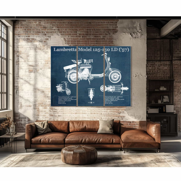 Lambretta Model 125 150 LD ('57) Vintage Blueprint Motorcycle Print