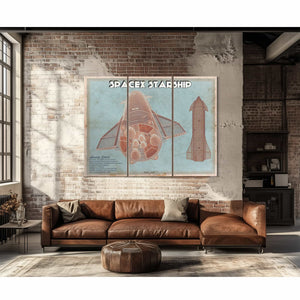 SpaceX Starship Vintage Space Exploration Print