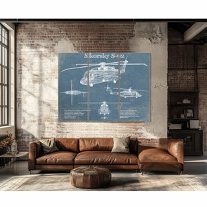 Sikorsky S-92 Helicopter Vintage Aviation Blueprint Military Print