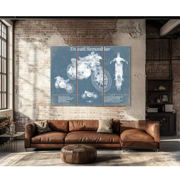 Ducati Scrambler Vintage Blueprint Motorcycle Patent Print