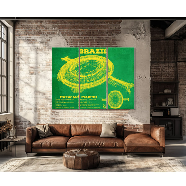 Brazil National Football Team Vintage MaracanÃ£ Stadium Soccer Print