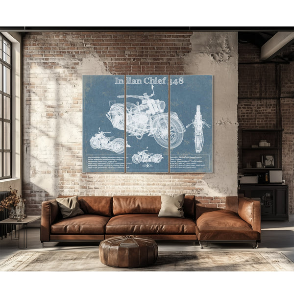 Indian Chief 348 Vintage Original Motorcycle Blueprint