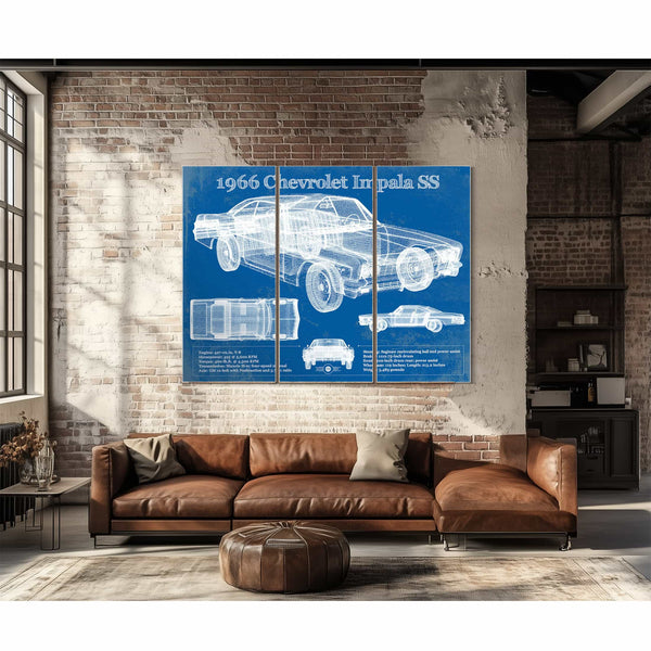 1966 Chevrolet Impala SS Blueprint Vintage Auto Print