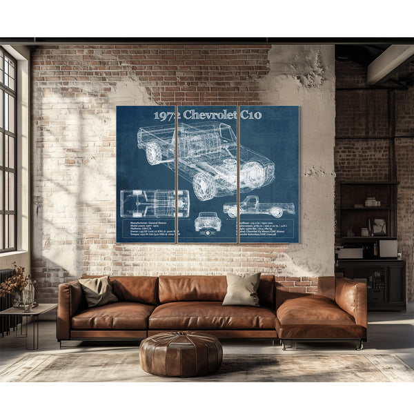 1972 Chevrolet C10 Vintage Blueprint Auto Print