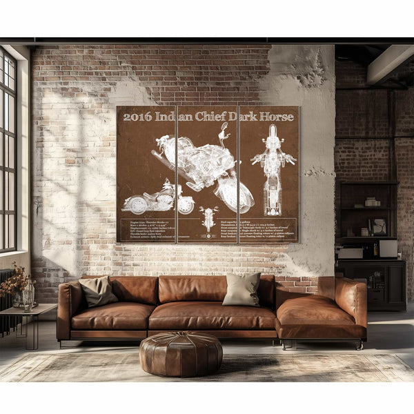 2016-2019 Indian Chief Dark Horse Motorcycle Patent Print