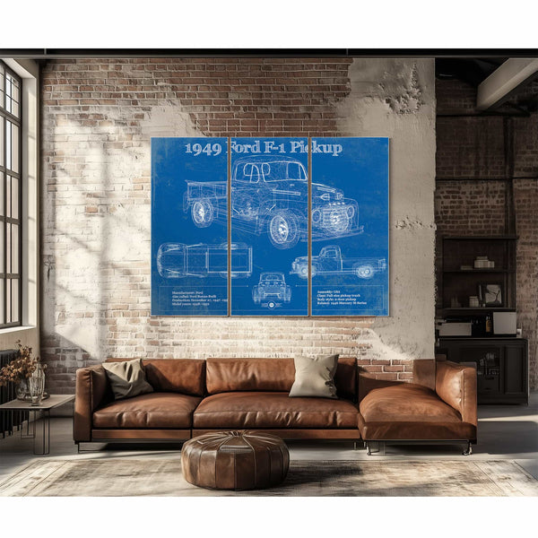 1949 Ford F-1 Pickup Vintage Blueprint Auto Print