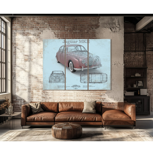 Jaguar Mark 2 MKII Car Original Blueprint Art