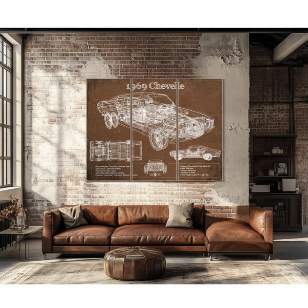 1969 Chevrolet Chevelle Malibu Original Blueprint Art
