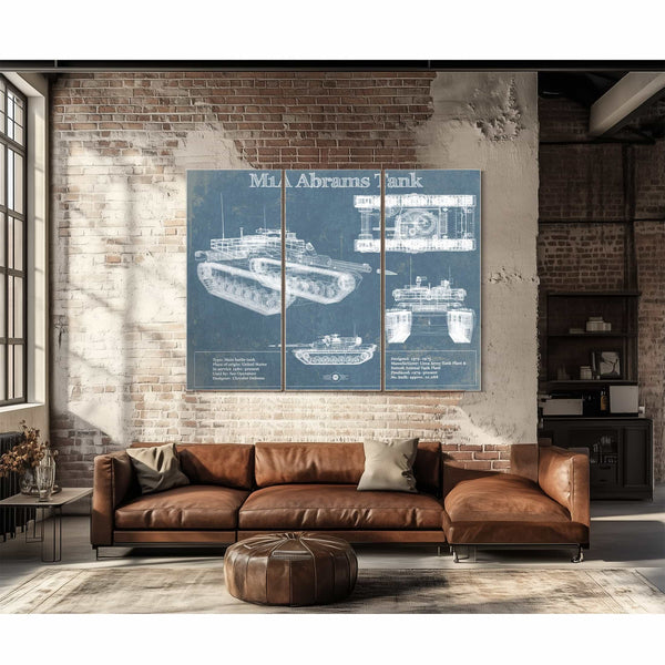 M1A Abrams Tank Vintage Blueprint Print