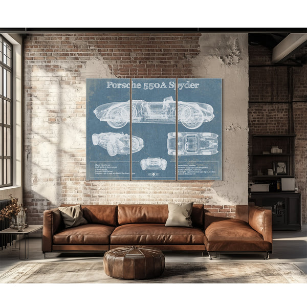 Porsche 550A Spyder Blueprint Vintage Auto Print