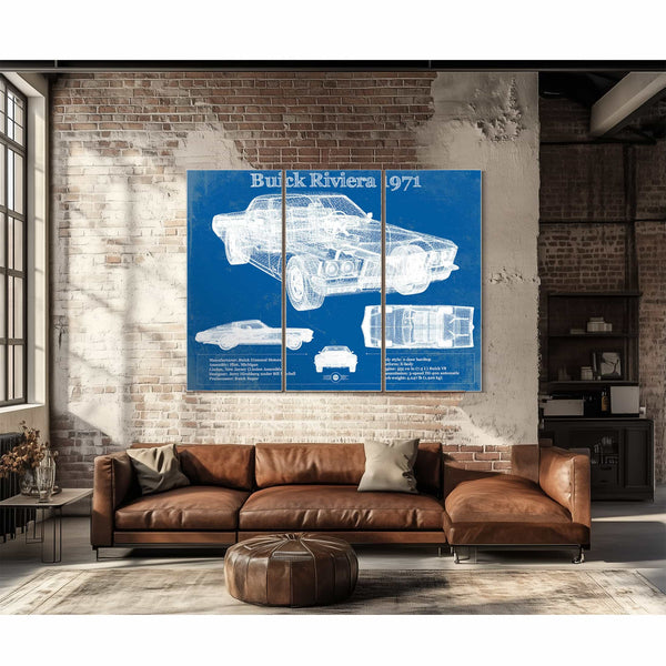 1971 Buick Riviera Blueprint Vintage Auto Print