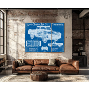 1971 Chevrolet C-10 Cheyenne Original Blueprint Art