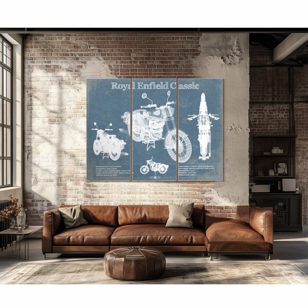 Royal Enfield Classis 350 And 500 Blueprint Motorcycle Patent Print