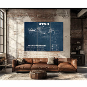 Utah Utes Wall Art - Vintage Rice–Eccles StadiumBlueprint Art Print
