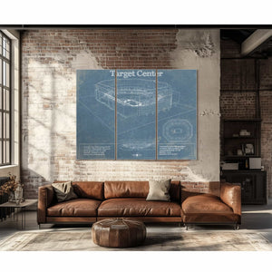 Minnesota Timberwolves Vintage Target Center Vintage Basketball Blueprint NBA Print