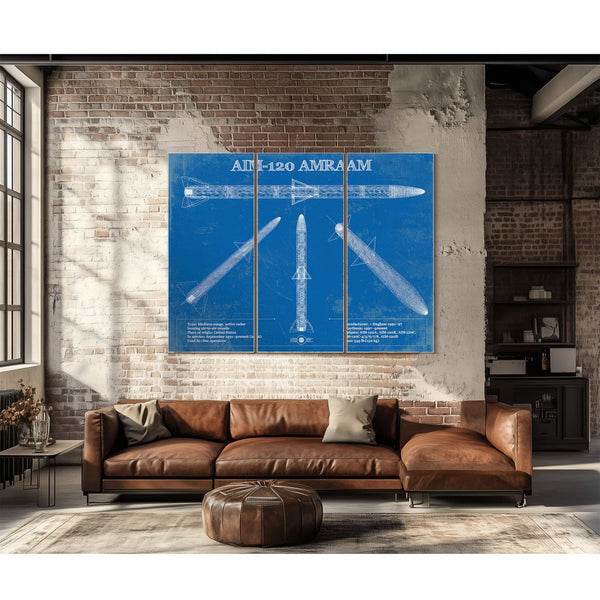 AIM-120 AMRAAM Blueprint Vintage Missile Print