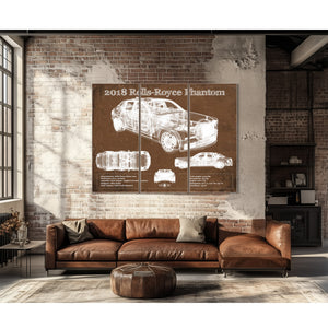 2018 Rolls Royce Phantom Vintage Blueprint Auto Print