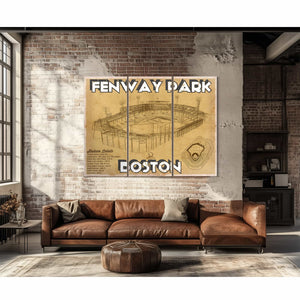 Vintage Brown Boston Red Sox - Vintage Fenway Park Baseball Print