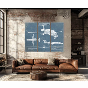 Learjet 75 Vintage Blueprint Airplane Print
